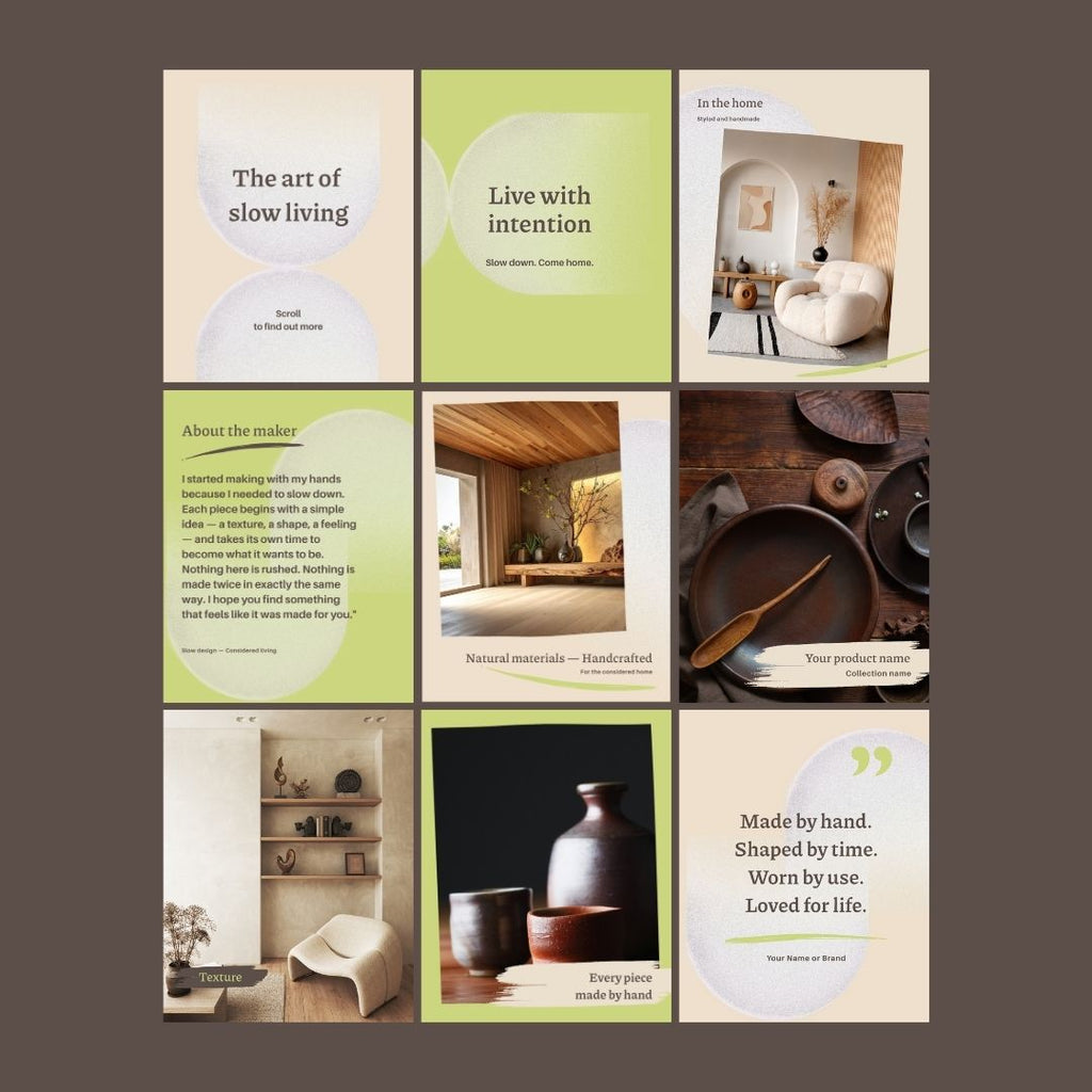 Wabi-Sabi Instagram Templates - 13 Canva Templates for Minimalist Creators