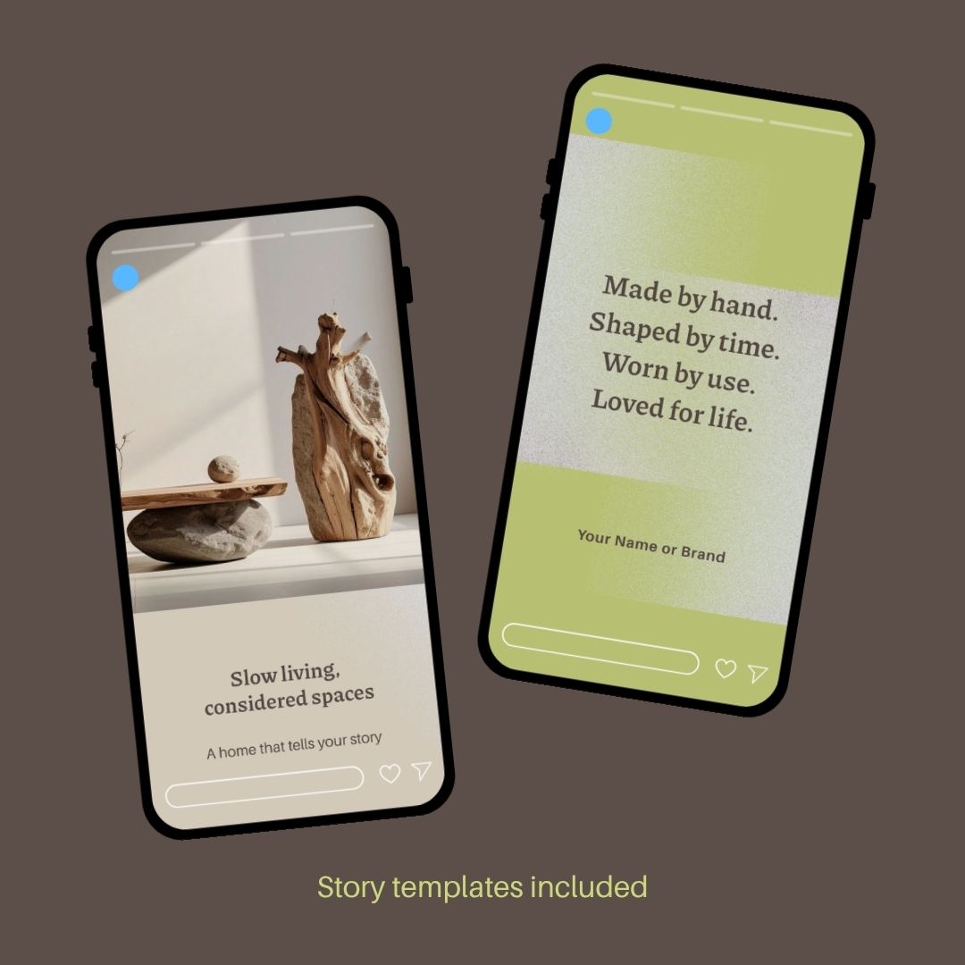Wabi-Sabi Instagram Templates - 13 Canva Templates for Minimalist Creators